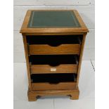 Oak sheet music cabinet with leather skiver, by Beresford & Hicks. 3 drawers missing
