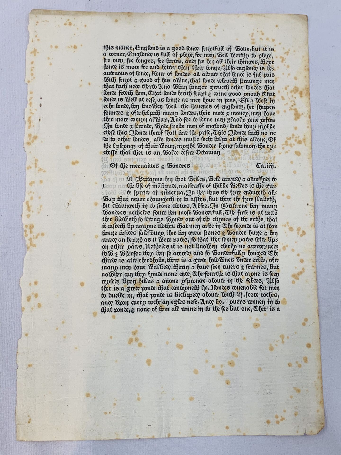 William Caxton, one leaf printed circa 1482 by England's first printer. - Image 2 of 2