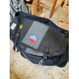 3 kit bags embroidered with details of Paul McCartney tours