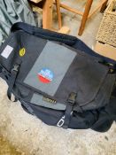 3 kit bags embroidered with details of Paul McCartney tours