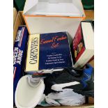 Enamel fondu set, Lazerpod, pair of shin pads and pair of Puma football boots and other items