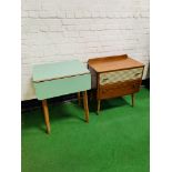 1950's Melamine drop leaf table together with a 1950's two drawer sideboard from Lebus furniture.