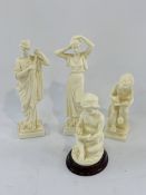 Four Greek parian china figurines.