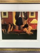 Framed and glazed Jack Vettriano, Parlour of Temptation, limited edition silkscreen 174/295.