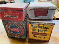 4 vintage storage tins