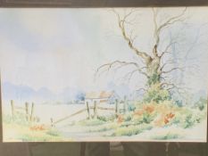 Framed and glazed Mick Grant watercolour landscape