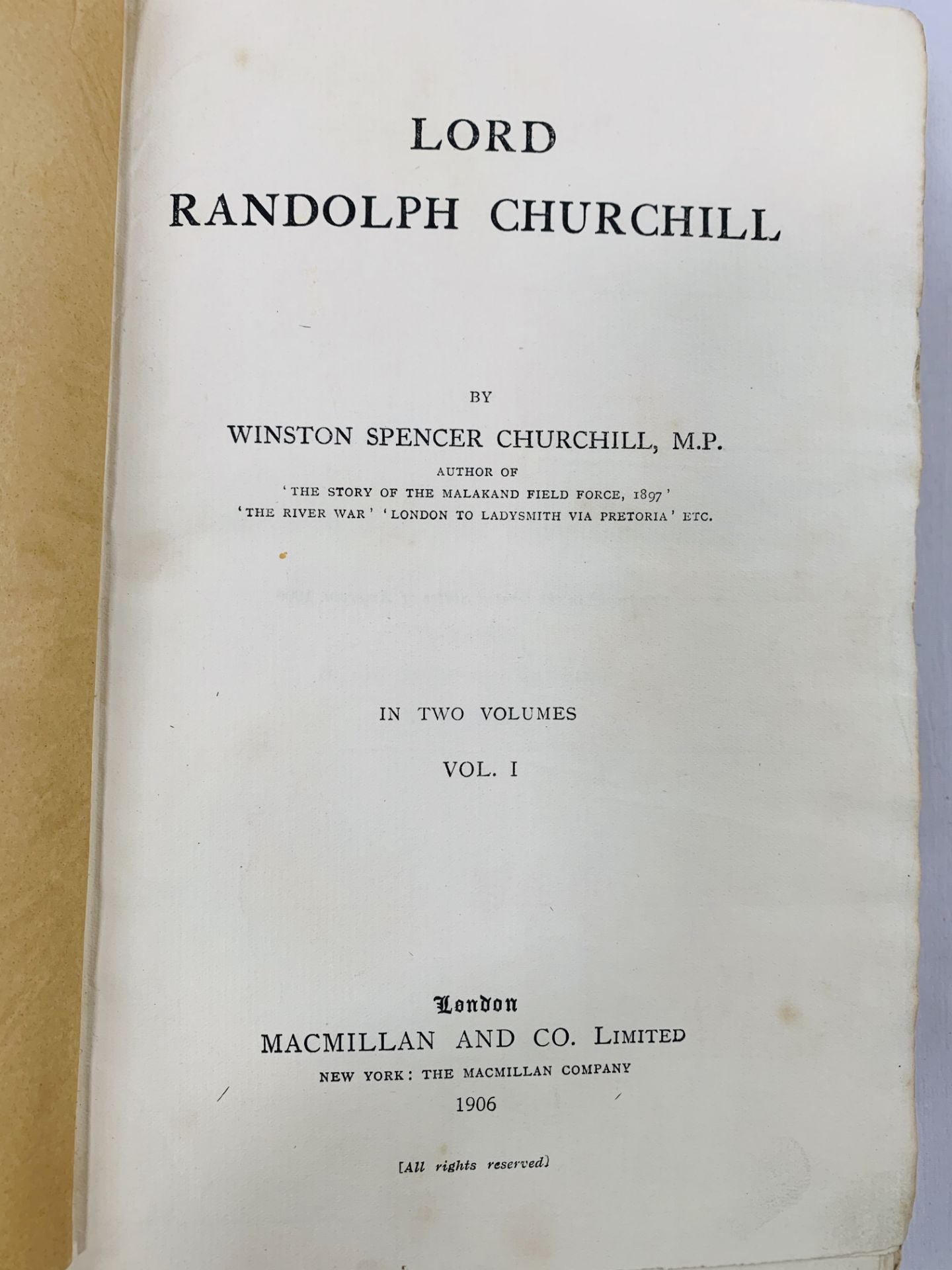 Lord Randolph Churchill by Winston Chuchill. 2 volumes, published in 1906, first edition. - Image 2 of 2