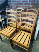 4 Ercol 641 ladder back pine chairs.