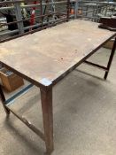 Metal work bench with work vice and clamp, 5ft x 2.5ft x 2.11ft.