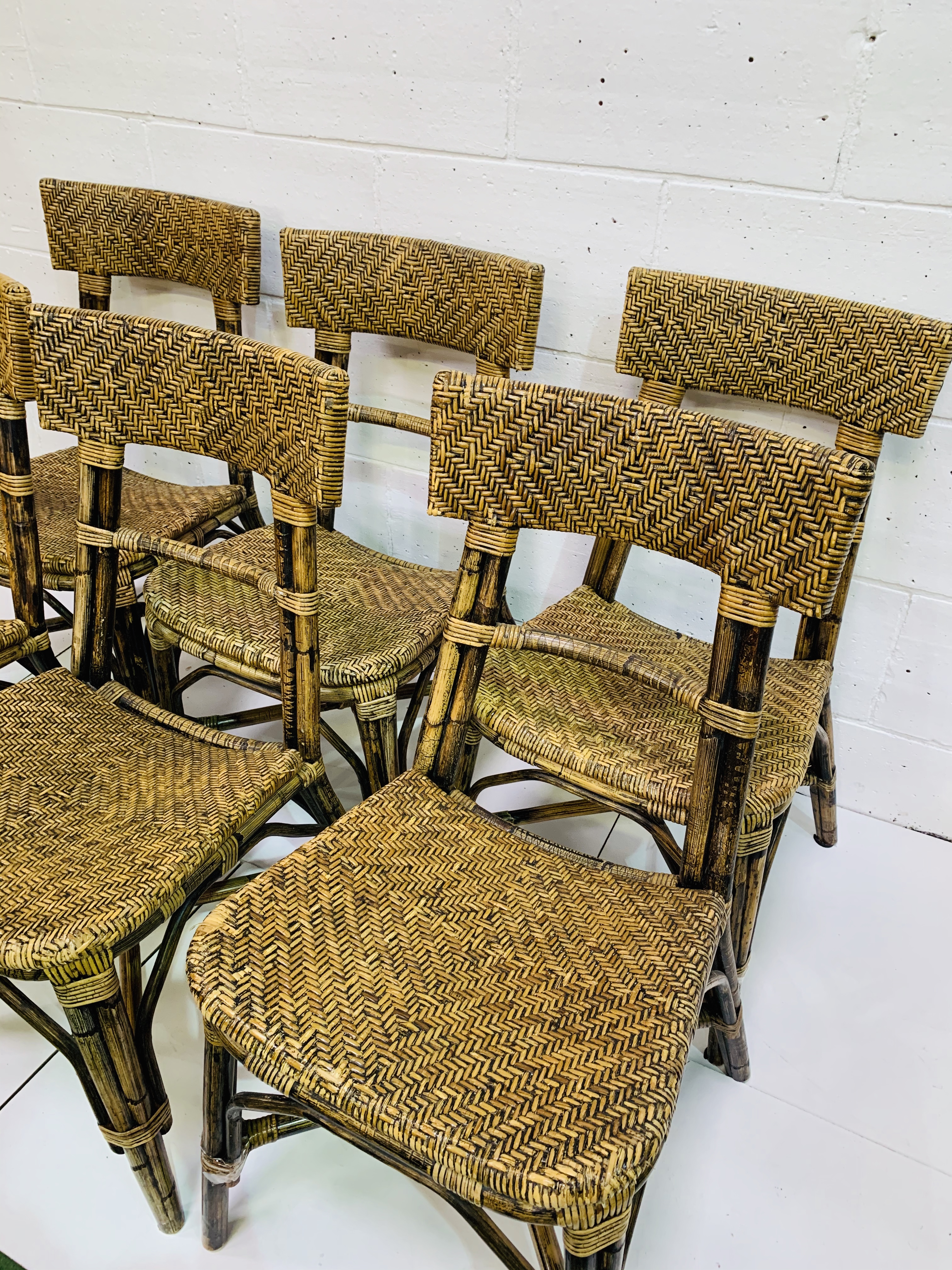 Set of 6 Buri and Rattan Conservatory chairs. - Image 2 of 3