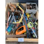 Box of assorted hand tools.