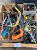 Box of assorted hand tools.