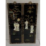 Two Chinese ebonised and mother of pearl panels.
