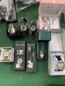 9 boxed fashion watches, including West Ham FC; Lancome; Montine; etc.