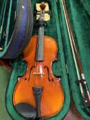 Child's Marcato violin with case, and another violin with case and bow.