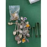 19 collectable teaspoons and a bag of fashion cufflinks