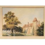 Charles Dandson RWS 1820-1902 watercolour of Waterhanger Castle, Kent
