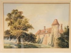 Charles Dandson RWS 1820-1902 watercolour of Waterhanger Castle, Kent