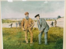 Old Tom and young Tom Morris golfing print.