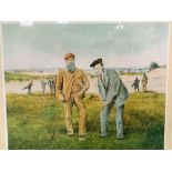 Old Tom and young Tom Morris golfing print.