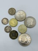 9 various 19th and 20th century coins