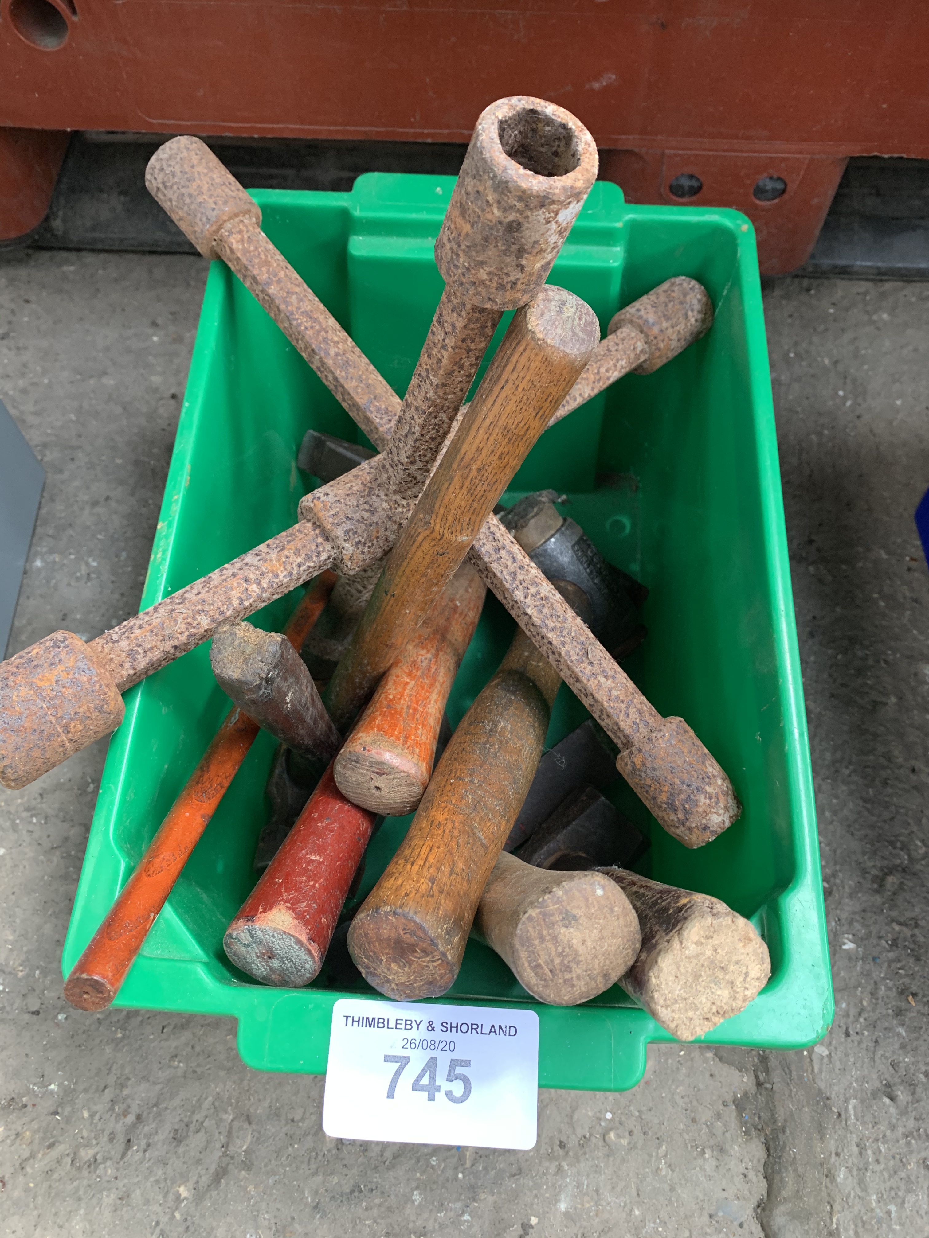 Box of hammers and mallets.