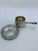 Gorham Sterling sauce pot and saucer, and a silver flagon