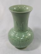 Large baluster form celadon vase.