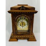 Late 19th century large Junghans oak Westminster chimes bracket clock, going order.