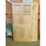 Oak door 90 x 185 and Pine door 76 x 192cms. Estimate £20-30.