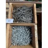 Quantity of various galvanised and steel nails.