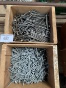 Quantity of various galvanised and steel nails.