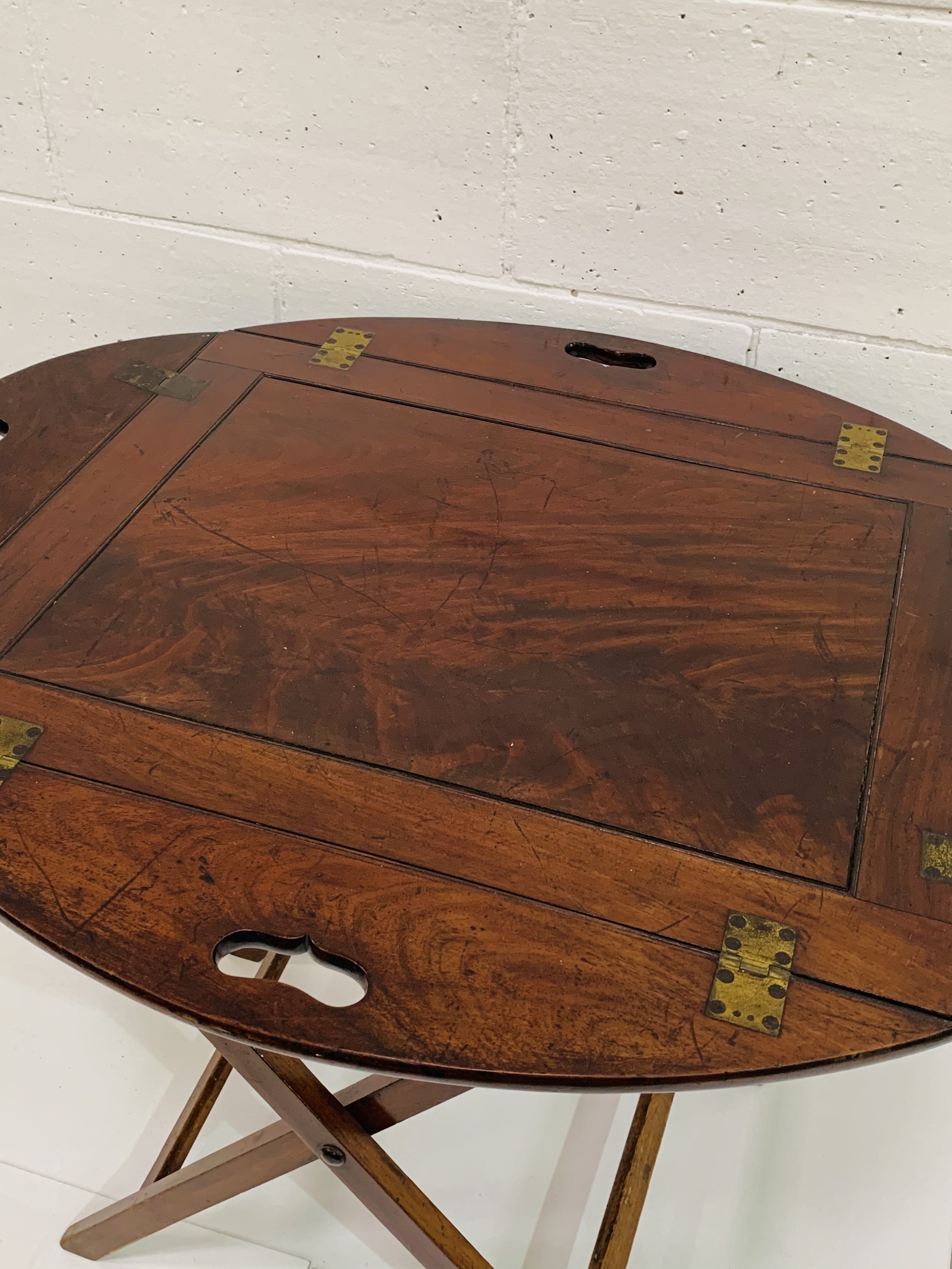 Mahogany Butler's tray on a folding stand. - Image 5 of 6