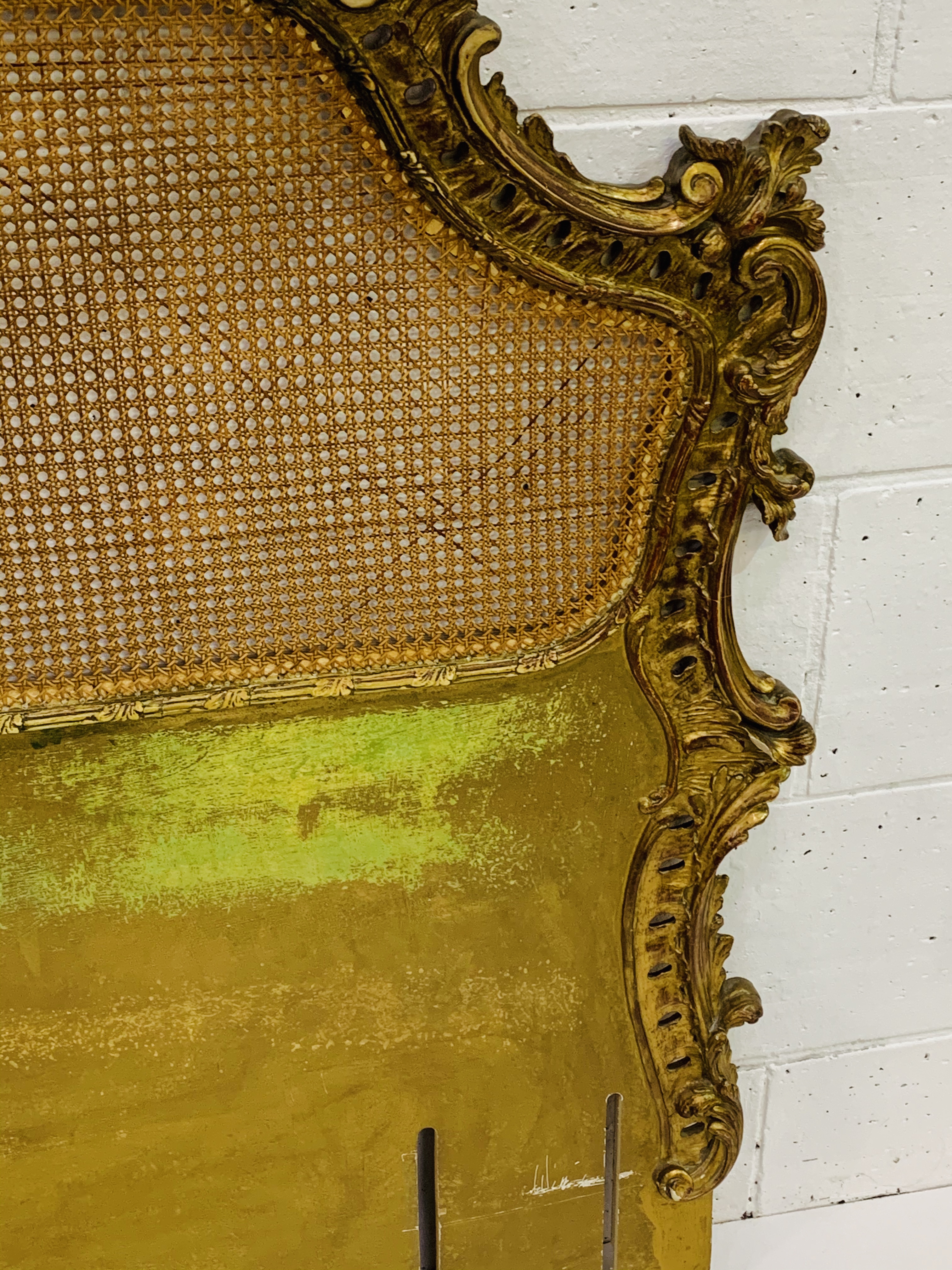 French headboard with cane panel and ornate gilt surround. 130 x 143cms. - Image 3 of 6