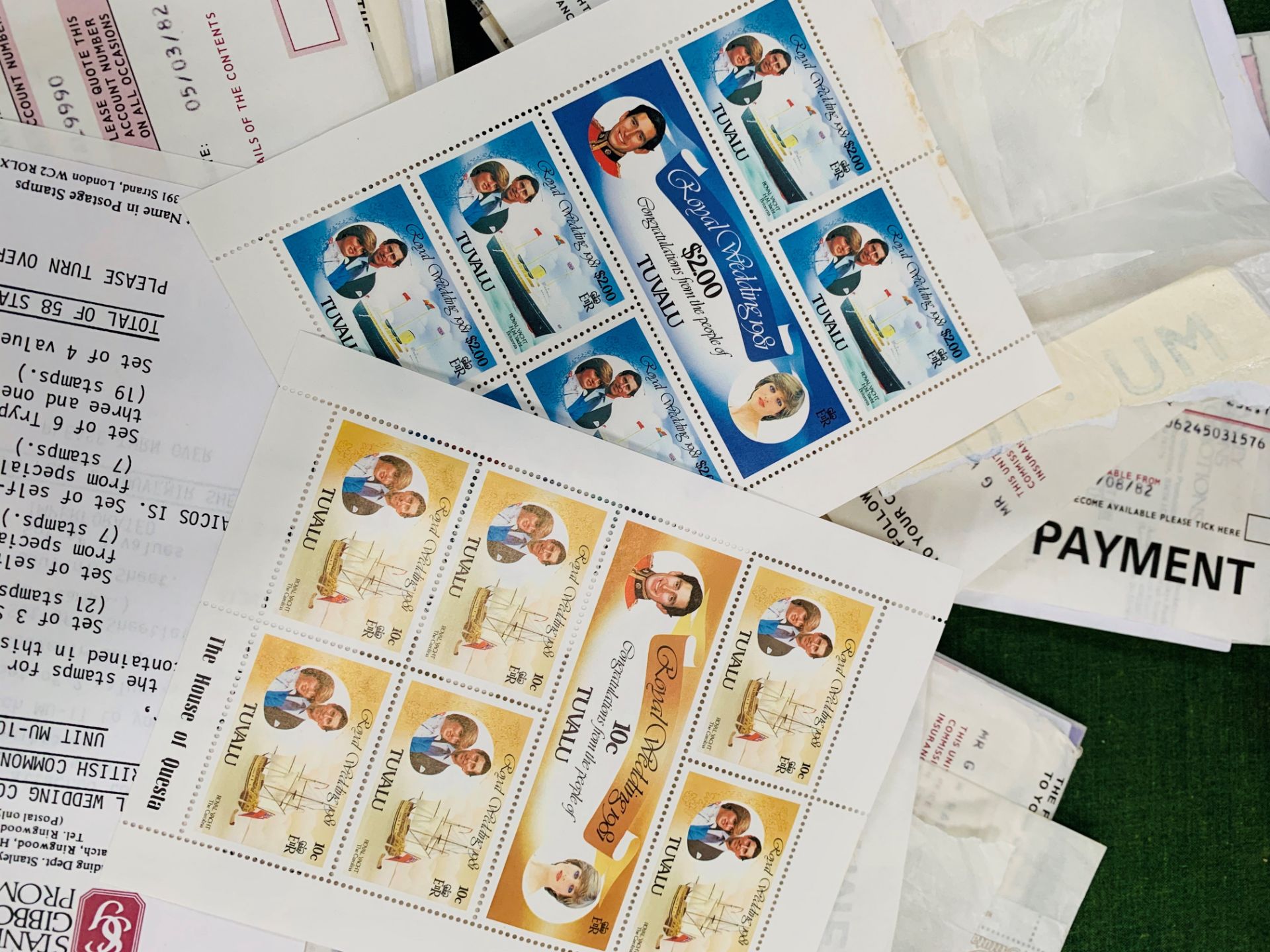 1981 Charles and Diana Royal Wedding stamps and miniature sheets.