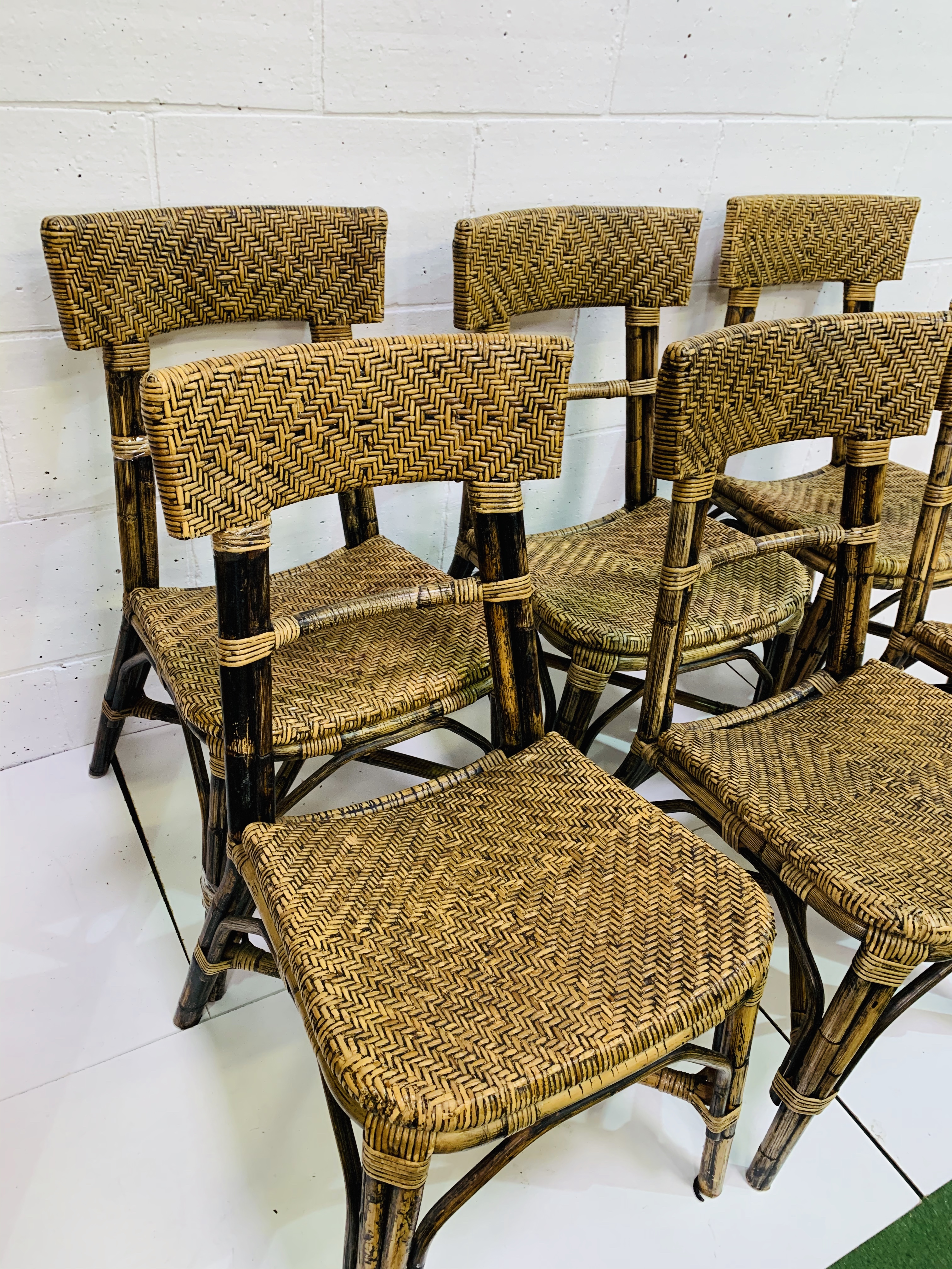 Set of 6 Buri and Rattan Conservatory chairs. - Image 3 of 3