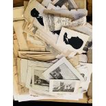 Folder of unframed prints, pictures and newspaper cuttings from the 1920s