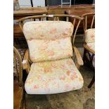 2 Ercol-style open armchairs
