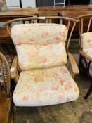 2 Ercol-style open armchairs