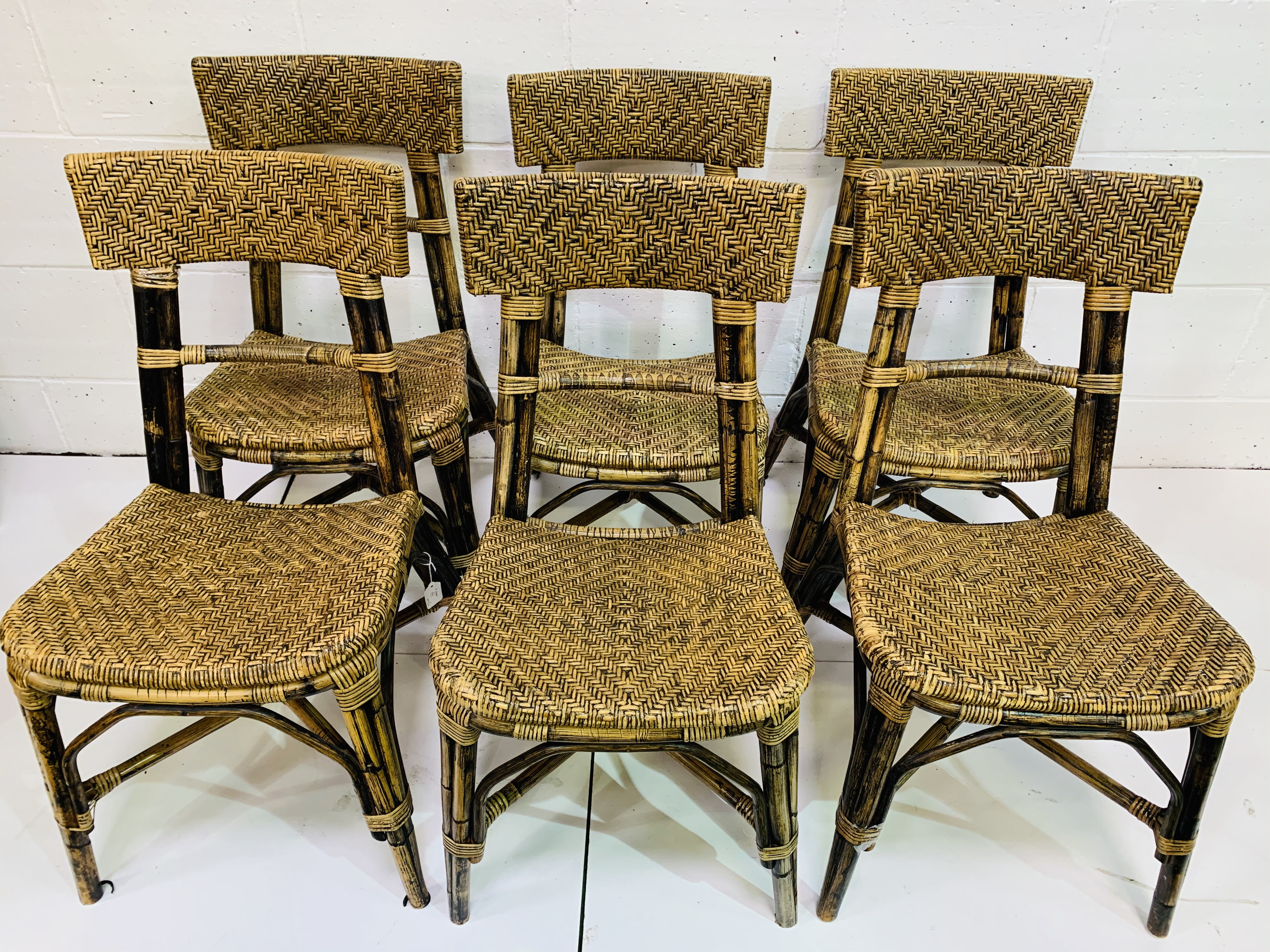 Set of 6 Buri and Rattan Conservatory chairs.