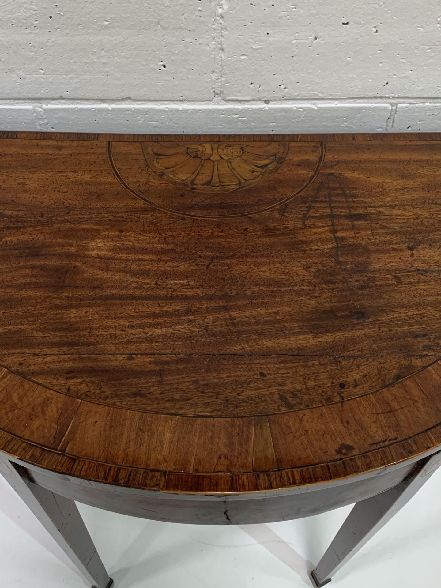 Early 19th Century Inlaid Mahogany Demi-lune tea table. - Image 3 of 4