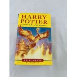 Harry Potter first edition "The Order of the Phoenix".