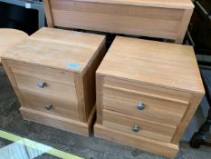 Pair of light oak Alexander Furniture bedside cabinets with 2 drawers