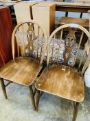 2 Ercol windsor chairs and an ottoman