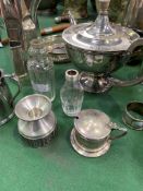 Quantity of silver plated cutlery, silver plated teapot and other plated ware.