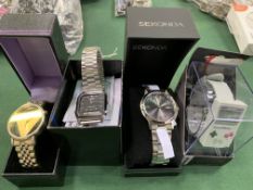 5 boxed watches, incl.: Casio 5154; Casio 3191; Sekonda; Game Boy; and another.