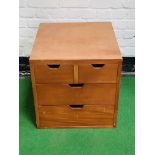Small teak chest of two over two drawers, 50 x 55 x 55cms.