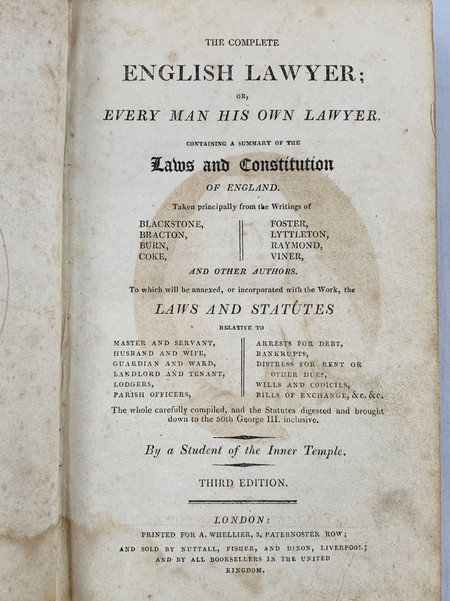 The Complete English and Irish Lawyer; by John Gifford circ 1820. - Image 2 of 4