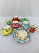 Five Taylor and Kent cup, saucer and plate triptyches; plus 5 other items.