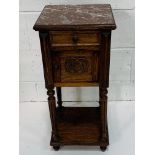 French oak and red marble top cupboard.